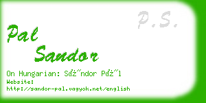 pal sandor business card